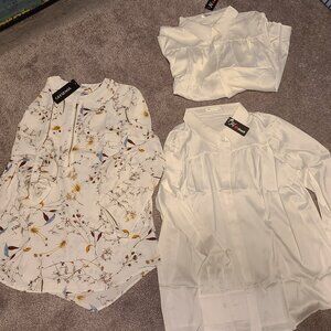 NWT 3 blouses - 2 white (identical) and one flowery